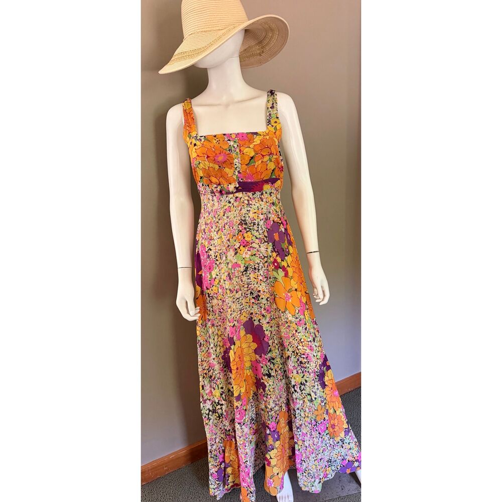 H&M Psychedelic Floral Maxi Dress Sz 6